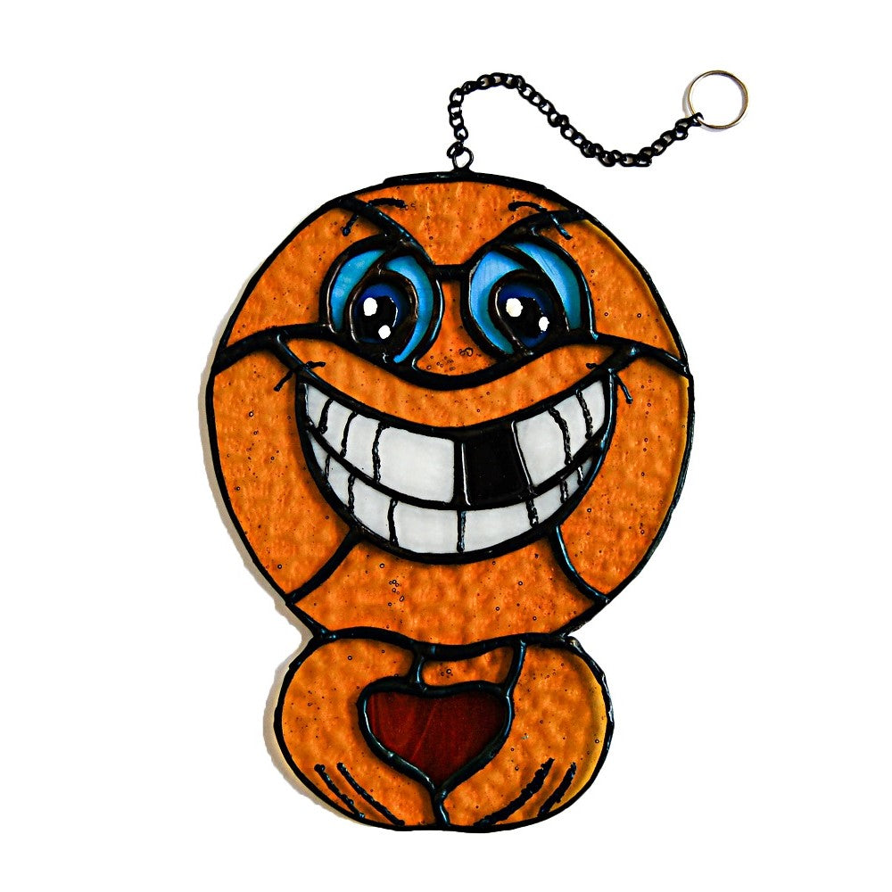 Smiley face emoji stained glass