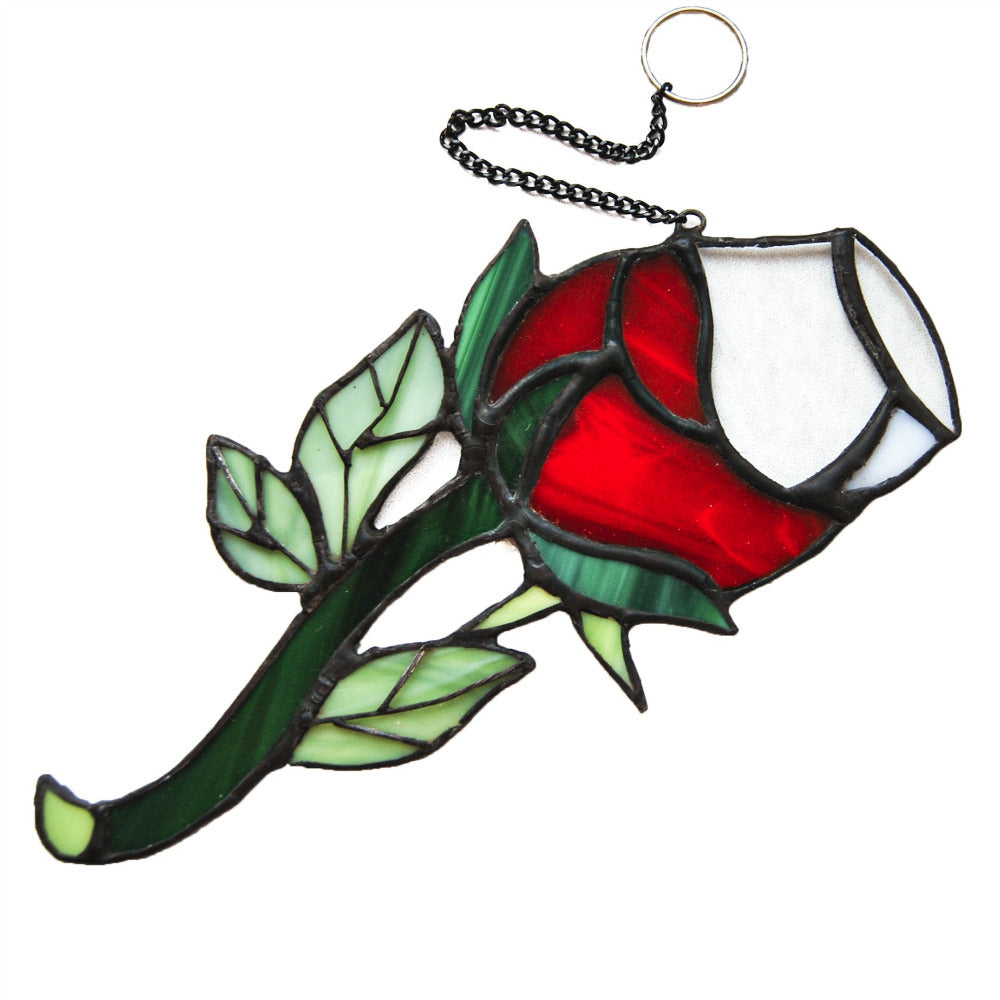 Rose wineglass stained glass