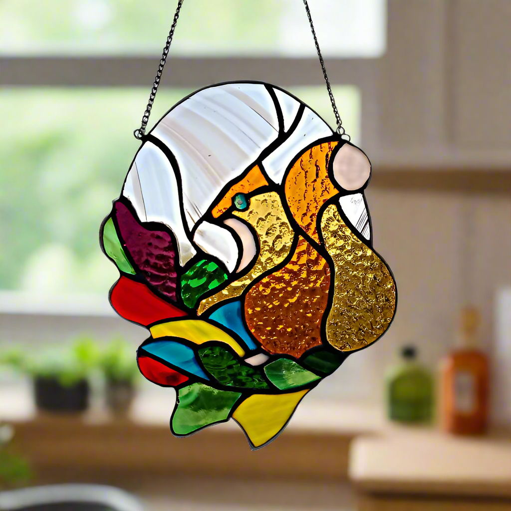 Squirrel stained glass