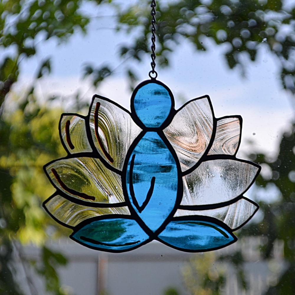 Yoga lotus pose stained glass