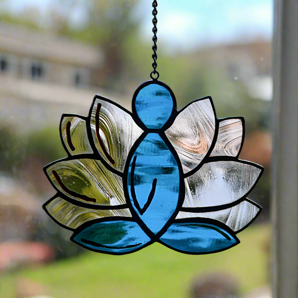 Yoga lotus pose stained glass