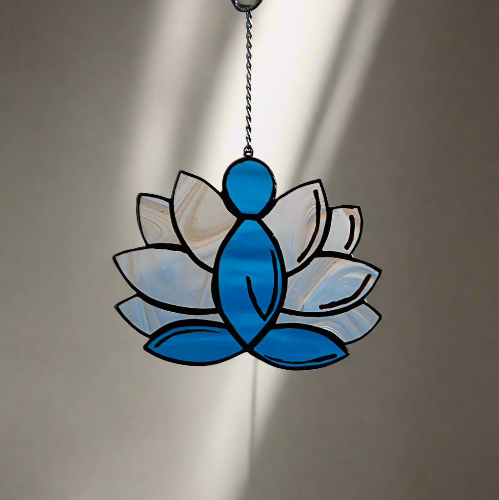 Yoga lotus pose stained glass
