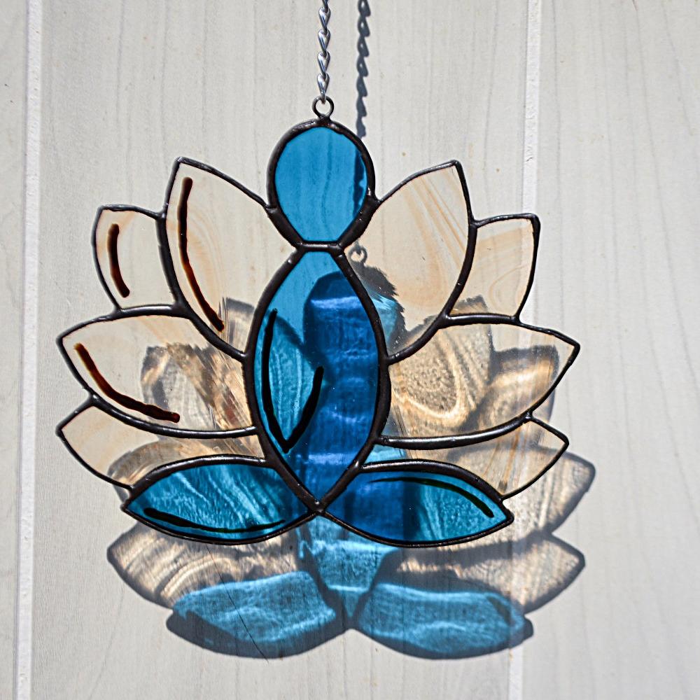 Yoga lotus pose stained glass