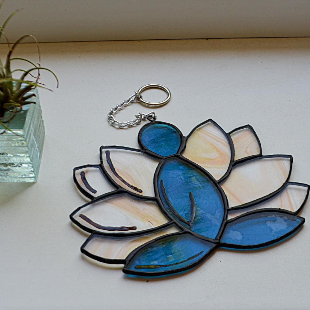 Yoga lotus pose stained glass