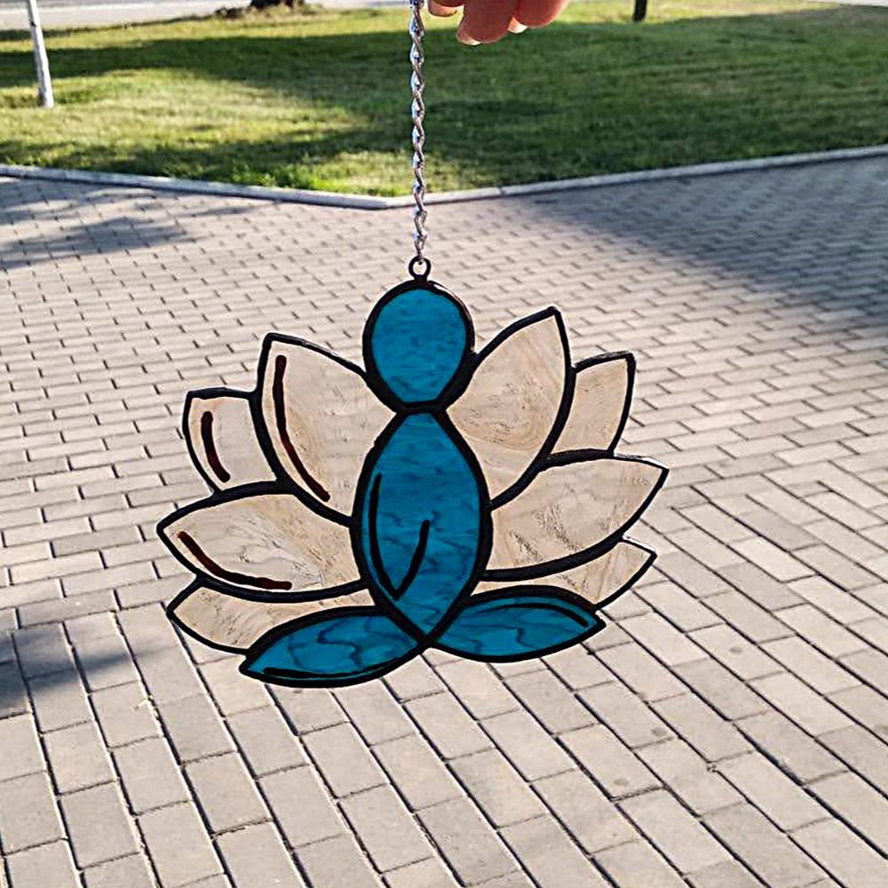 Yoga lotus pose stained glass