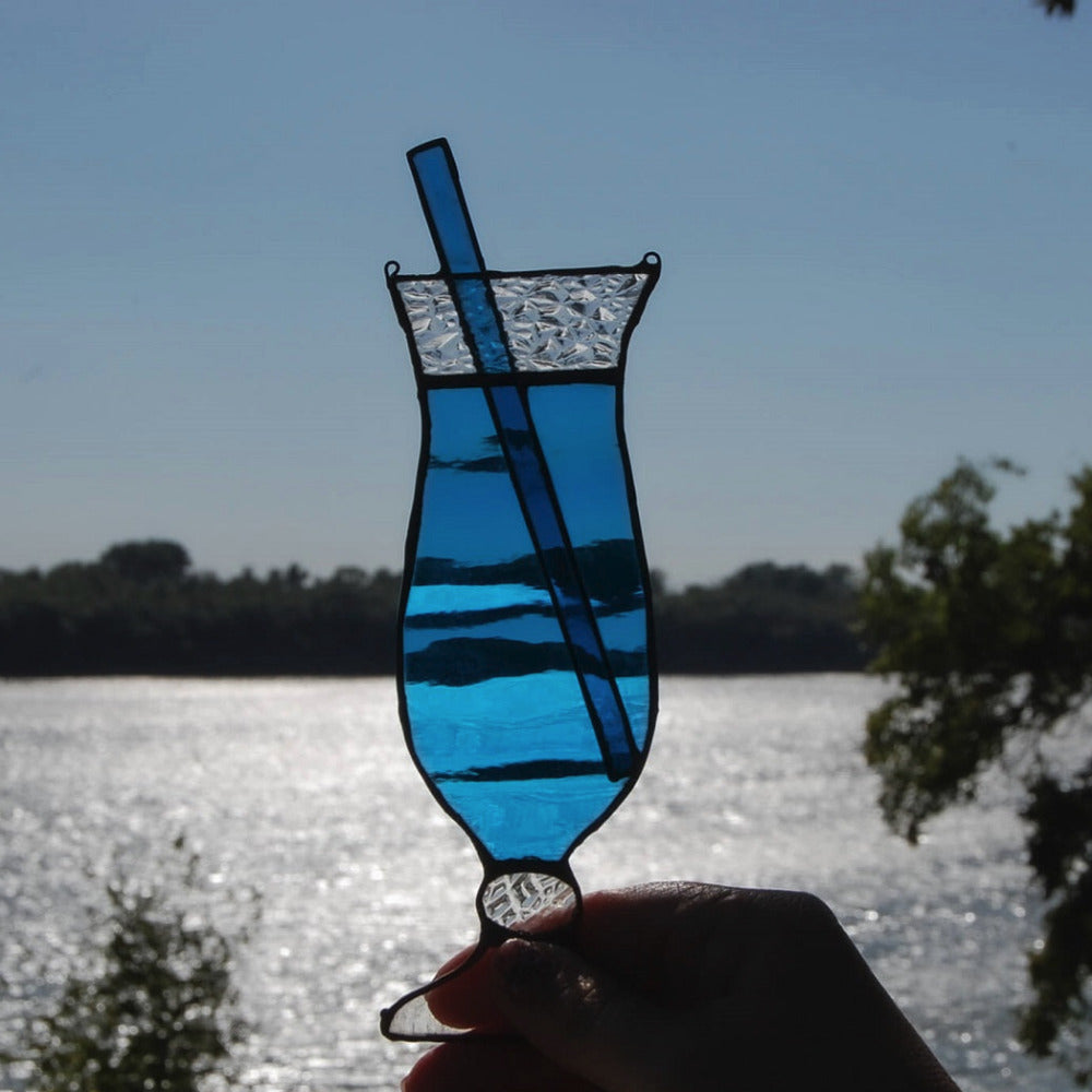 Stained glass drink suncatcher