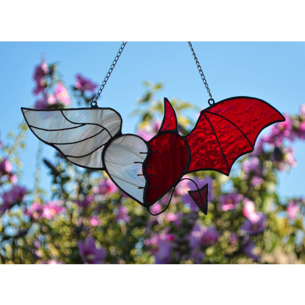 Stained glass flying heart