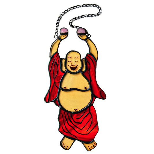 Stained glass laughing Buddha