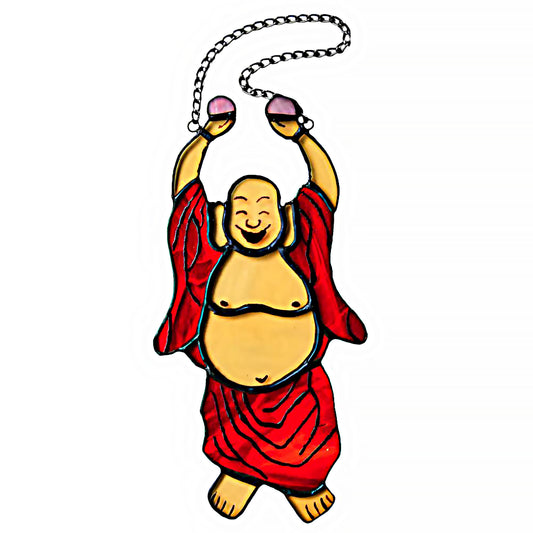 Laughing Buddha stained glass