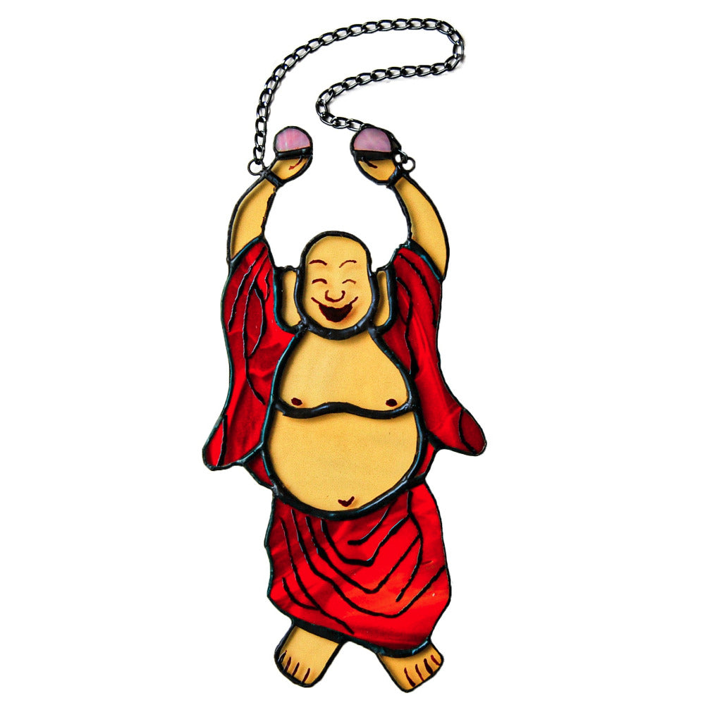 Stained glass laughing Buddha