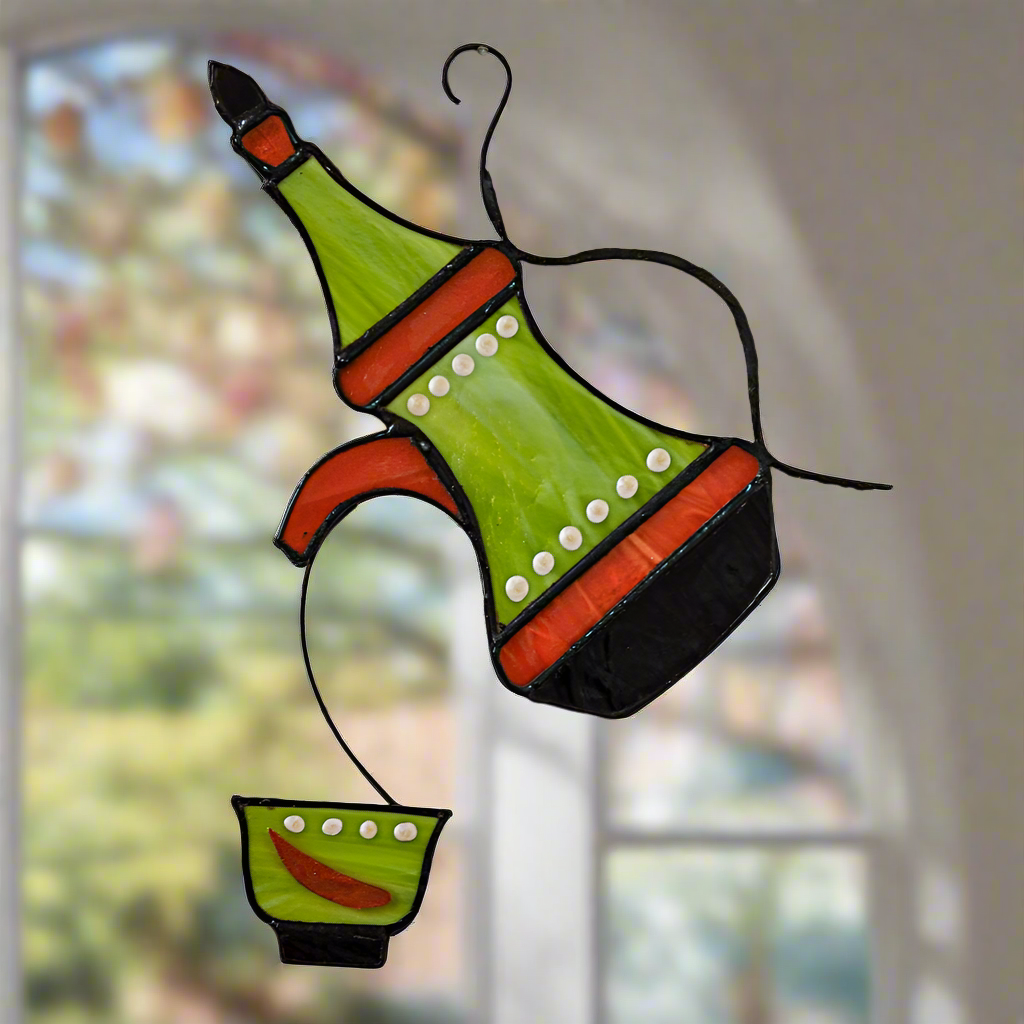 Coffee pot stained glass