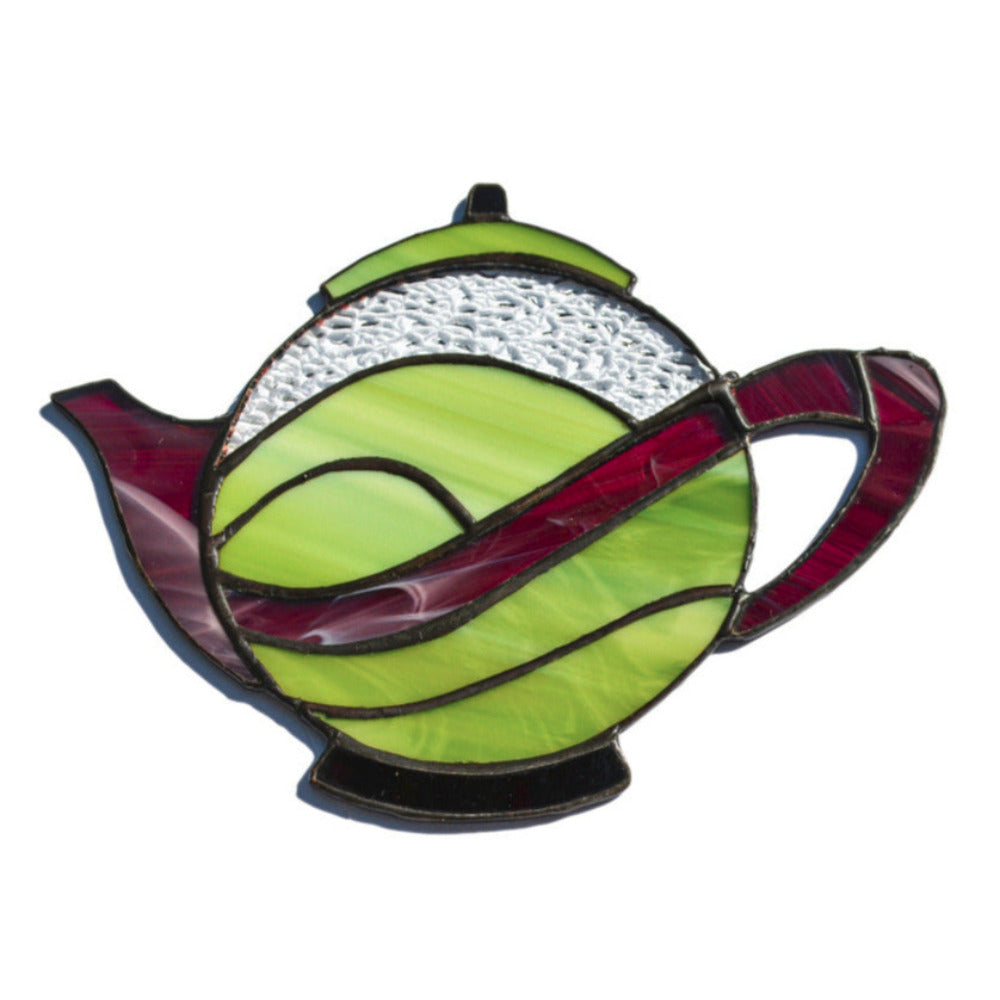 Stained glass teapot suncatcher