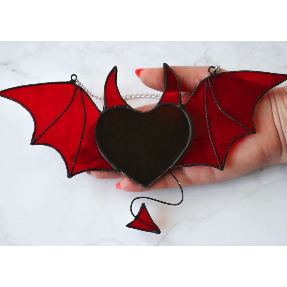 Devil flying heart suncatcher