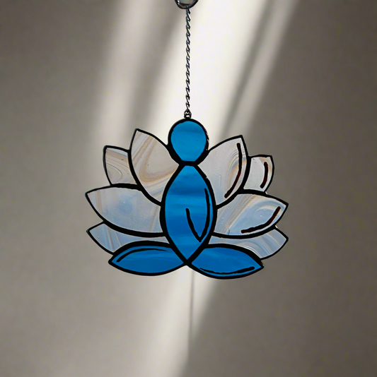 Yoga lotus pose stained glass