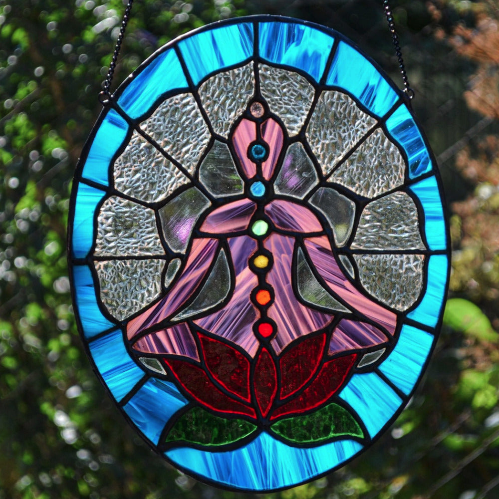 Stained glass Buddha suncatcher