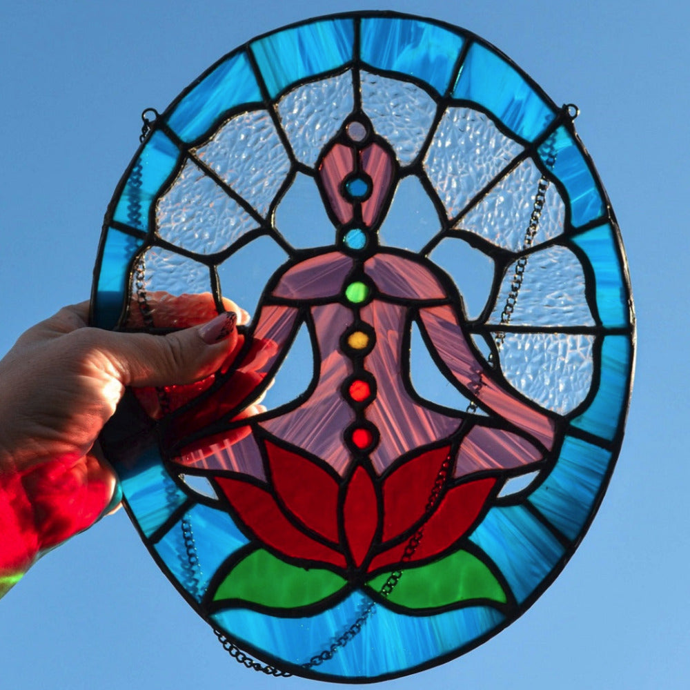 Stained glass Buddha suncatcher