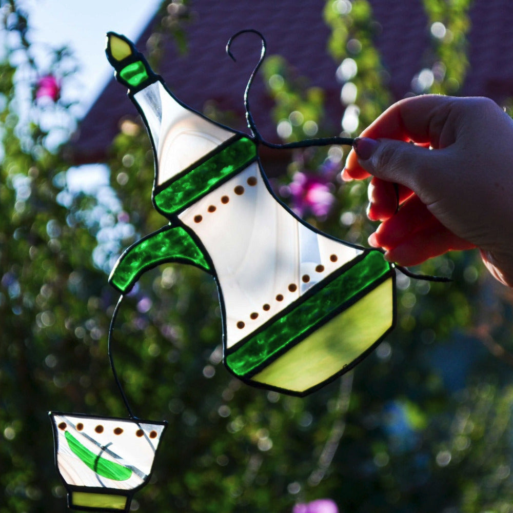 stained glass coffee pot