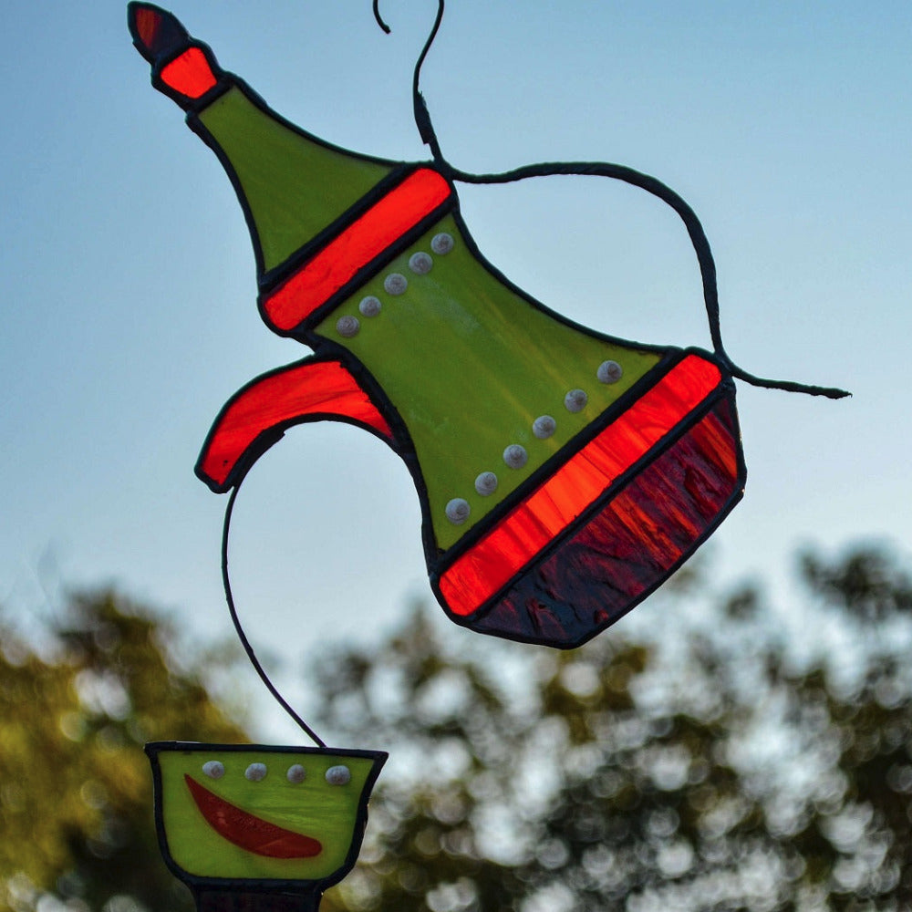 stained glass arabic kettle