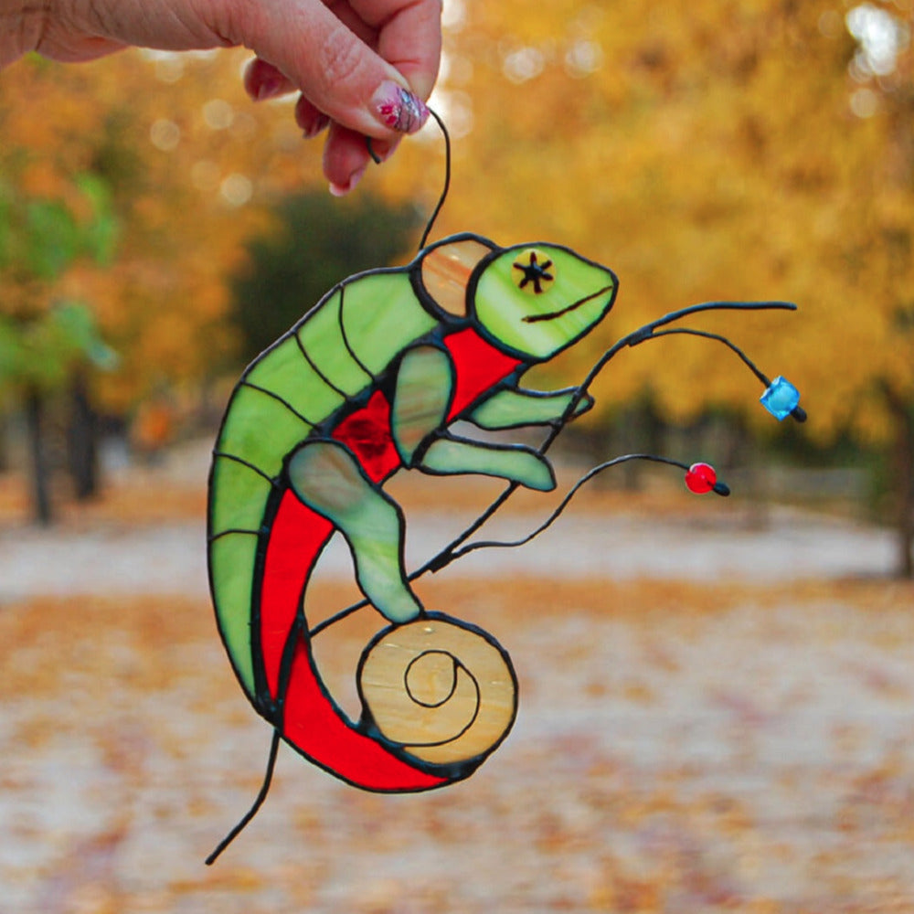 stained glass chameleon