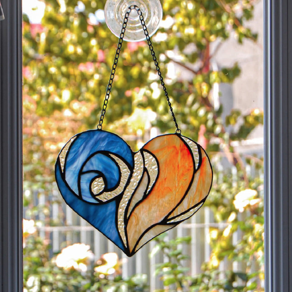 stained glass flaming heart